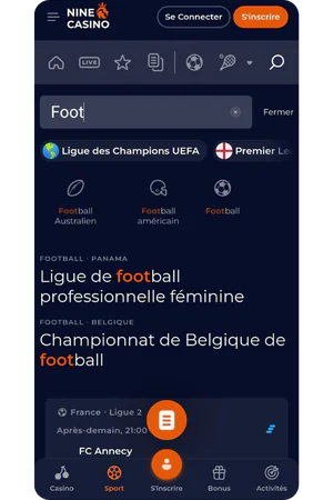 Screenshot of event search using search engine